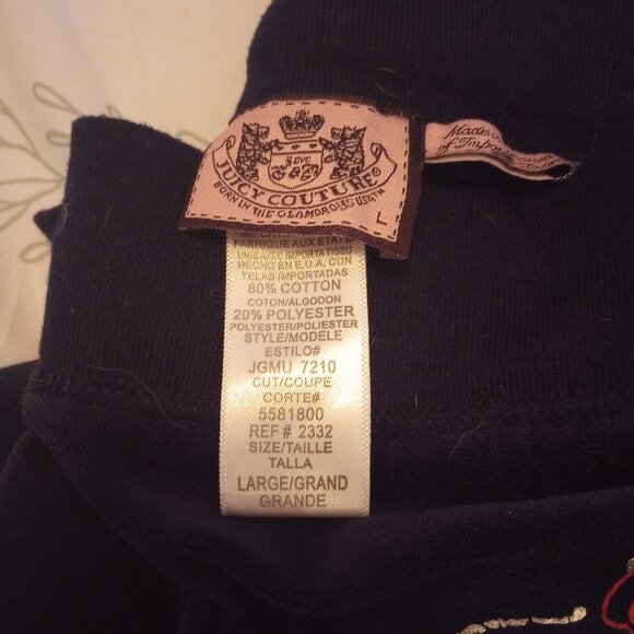 Juicy Couture Vintage Tracksuit Navy blue velour 2 pc set L Lightly used! - Picture 12 of 15